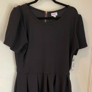 LuLaRoe Black Amelia Dress with Rose Gold Zipper Plus Size 3XL